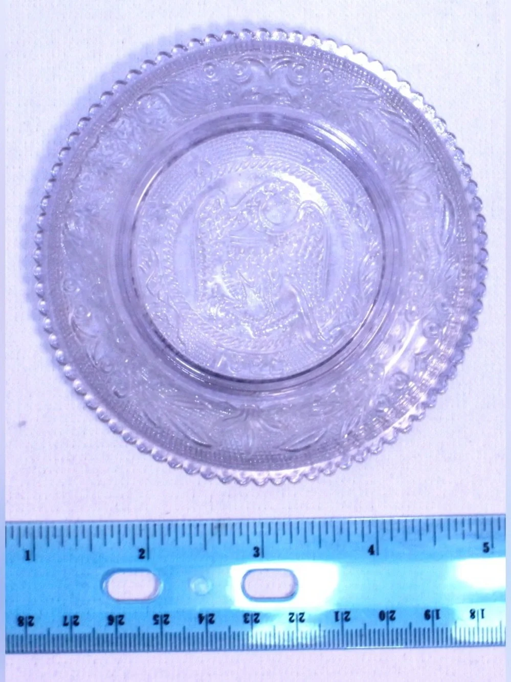 Antique Westmoreland Cup Plate Bald Eagle 1831 Lavender Pressed Glass